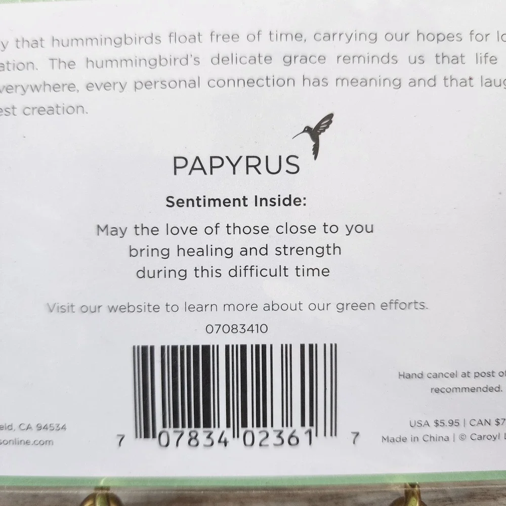 Papyrus Sympathy Card A Wish for Peace and Comfort Green Nature 07083410